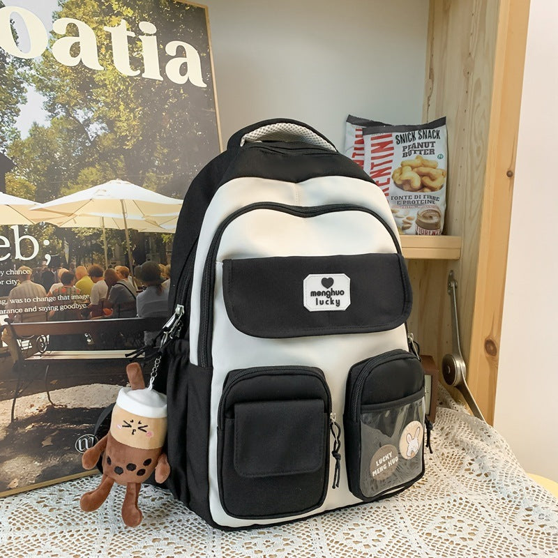 cute campus preppy backpack large capacity multi pocket bags women primary junior high school students schoolbags