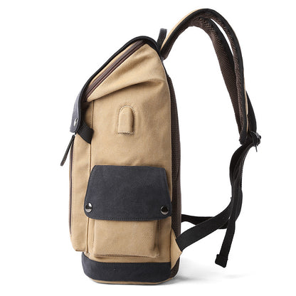 canvas mens backpack large capacity student school bag