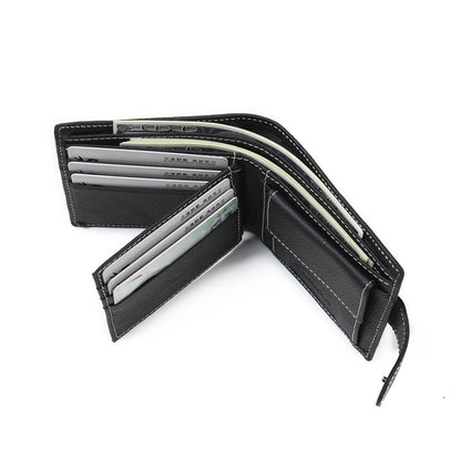 mens leather wallet with zipper and buckle