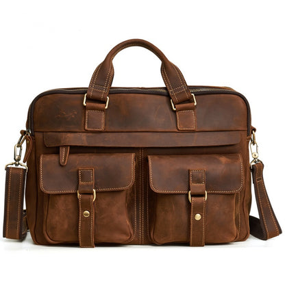 genuine mens bags retro mens business bags briefcase cowhide oblique bag 15 6 inch laptop bag