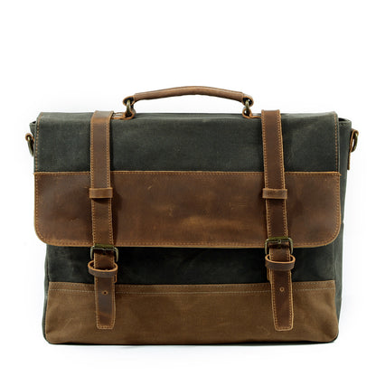 waterproof oil wax canvas with leather briefcase