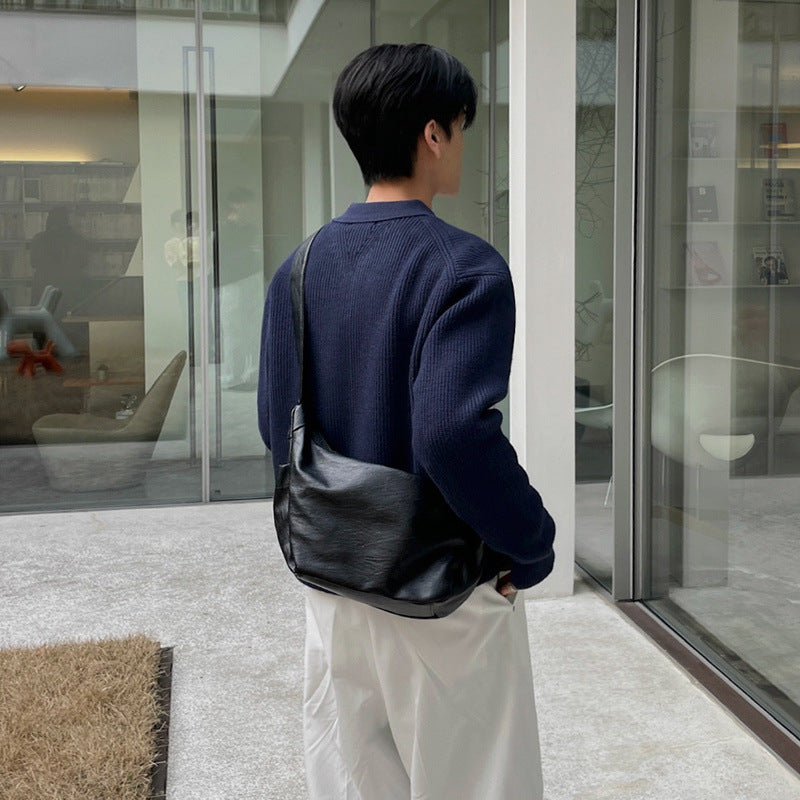 simple style mens crossbody large capacity riding commuter shoulder bag
