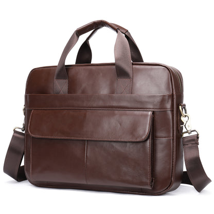 fashion top layer cowhide briefcase computer bag male