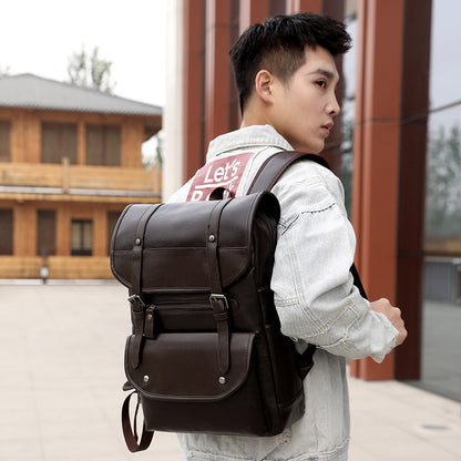 backpack pu leather student bag