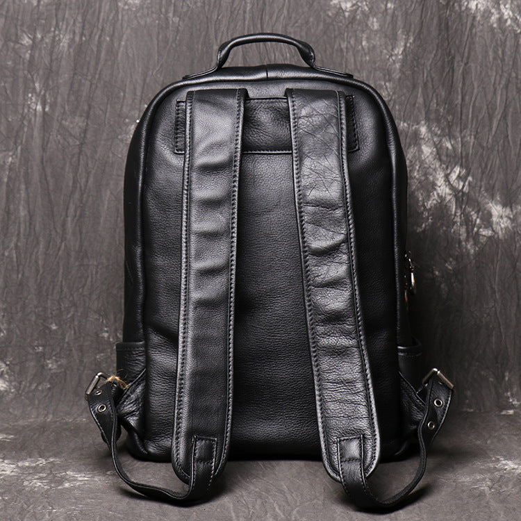 mens leather handbag large capacity travel backpack