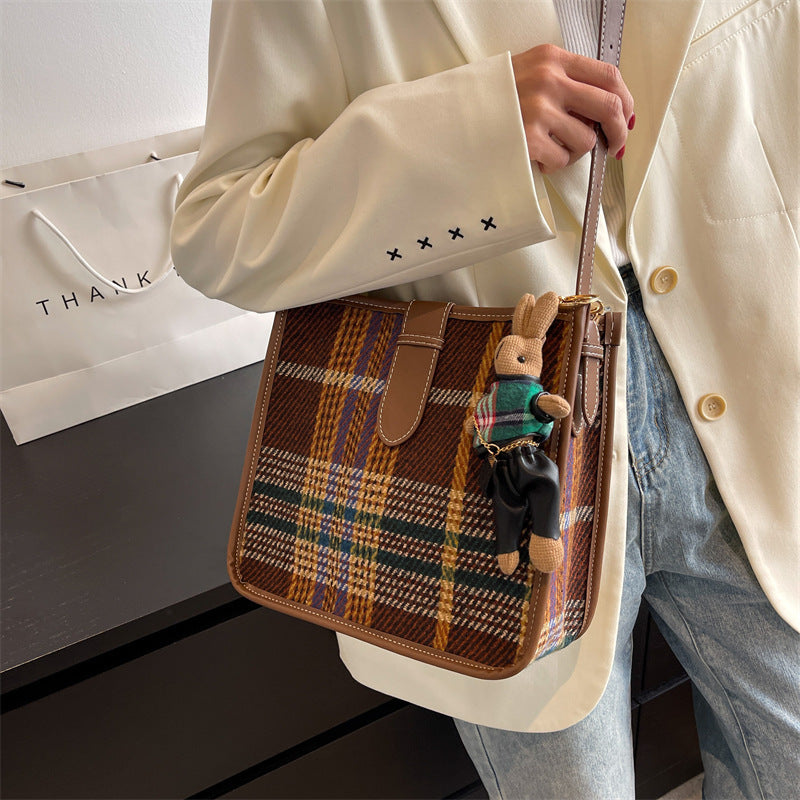 womens retro plaid crossbody fashion bag