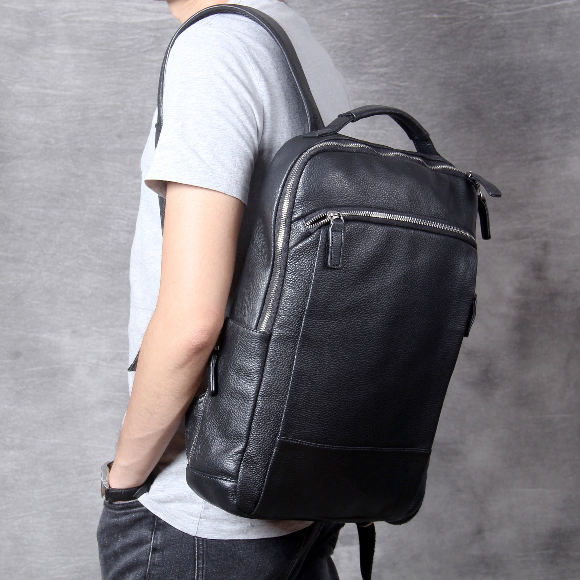 leather backpack mens handmade first layer cowhide travel backpack