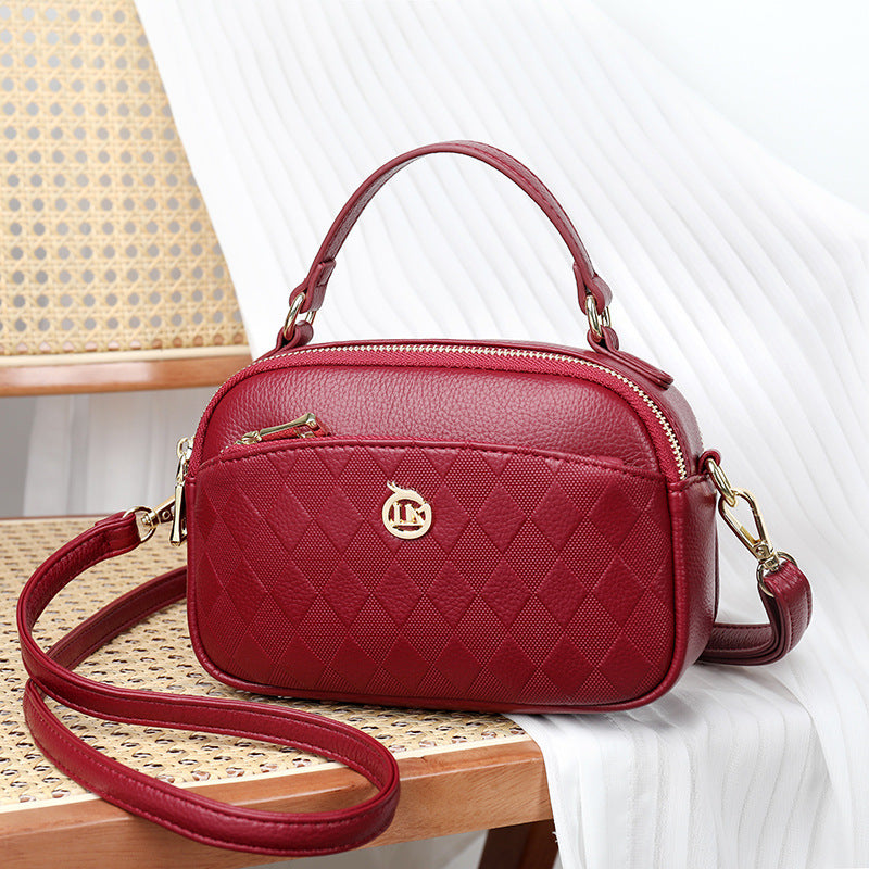 womens handbag multi layer large capacity soft leather embossed shoulder messenger bag womens bag fashion