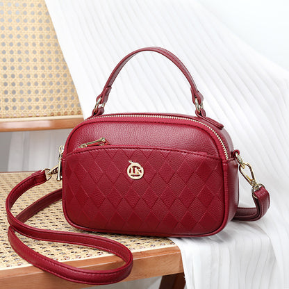 womens handbag multi layer large capacity soft leather embossed shoulder messenger bag womens bag fashion