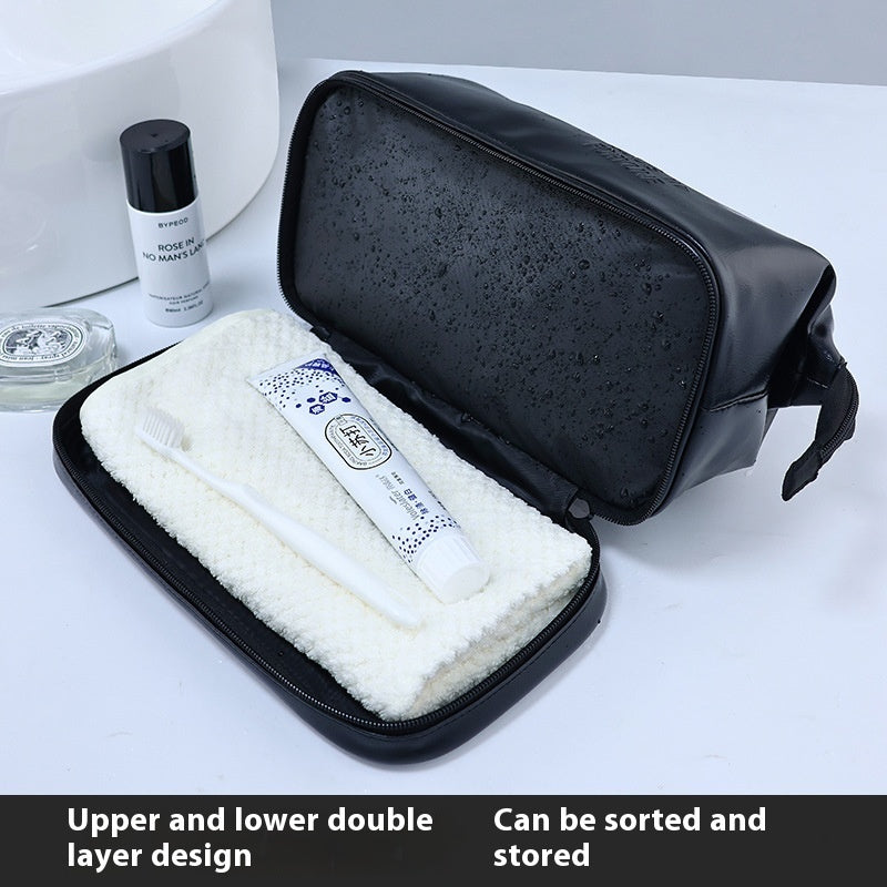 pu mens toiletry bag british style good looking double layer large capacity