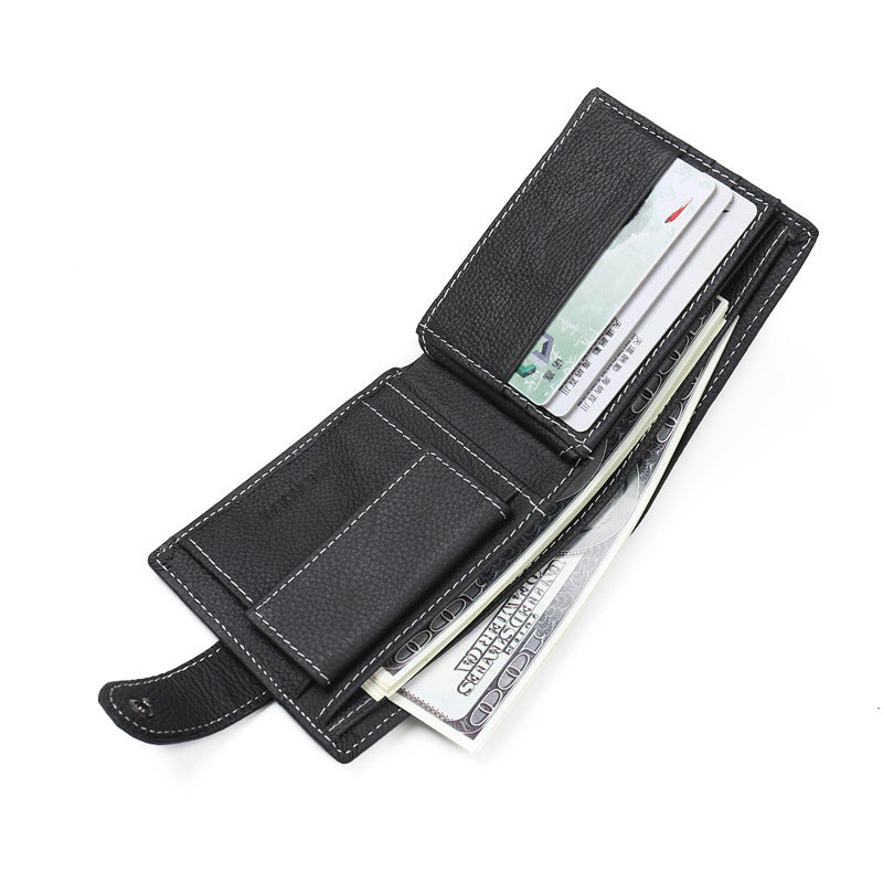 mens leather wallet with zipper and buckle