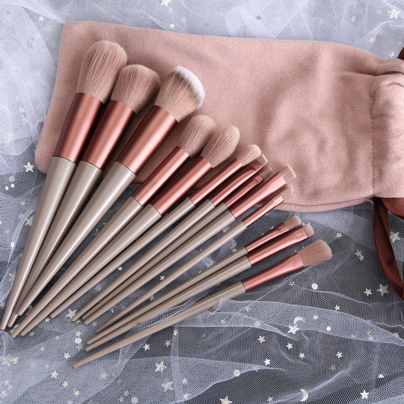 13 cosmetic brushes in box with bag set