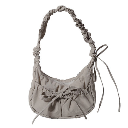 Temperament Wild Nylon Pleated Bow Girls' One-shoulder Bag