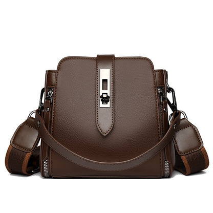 soft leather bucket large capacity handbag crossbody bag