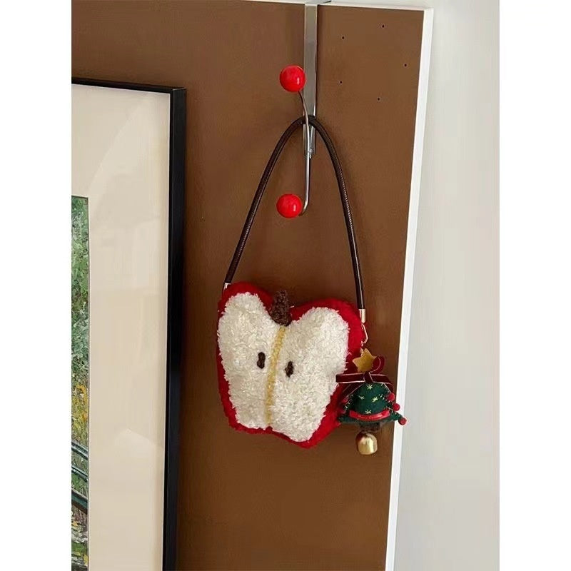 christmas plush crossbody shoulder bag