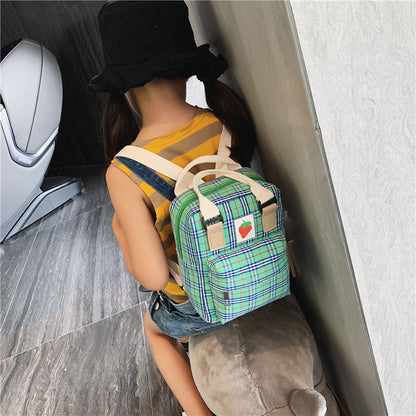 fashion mini cartoon checked childrens backpack