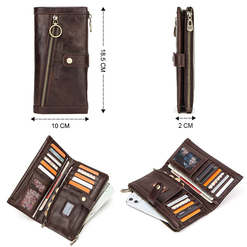 leather mens wallet multifunctional long