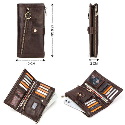 leather mens wallet multifunctional long