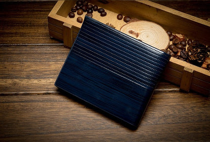 wooden stripe pu leather wallet