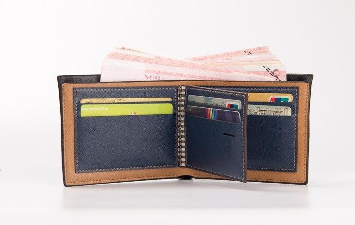 wooden stripe pu leather wallet