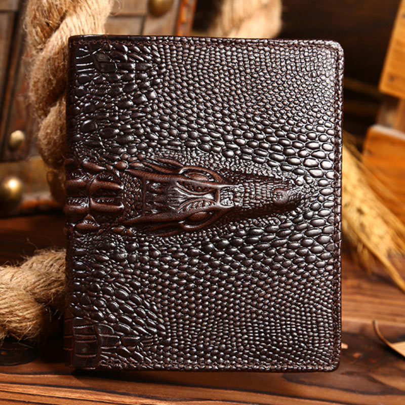 mens oil wax leather long wallet grain leather casual