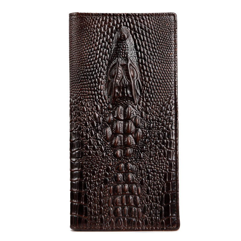 crocodile embossed cowhide wallet