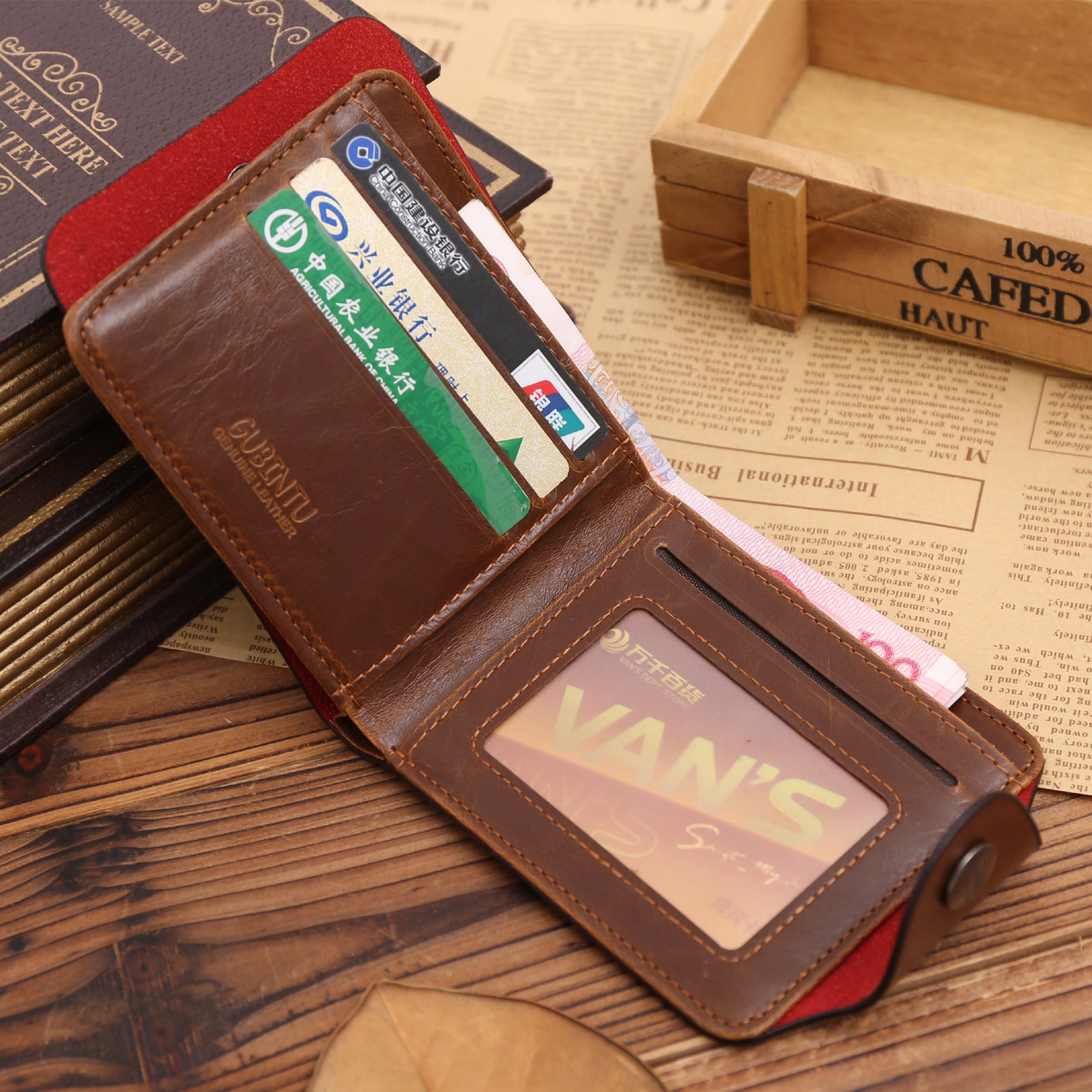 tri fold retro casual wallet card holder