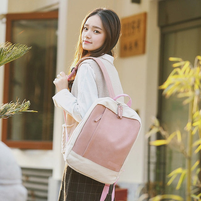 trendy student canvas backpack