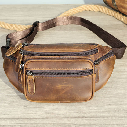 retro casual mens leather belt bag