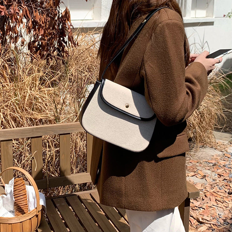 elegant canvas new early autumn new versatile crossbody womens bag