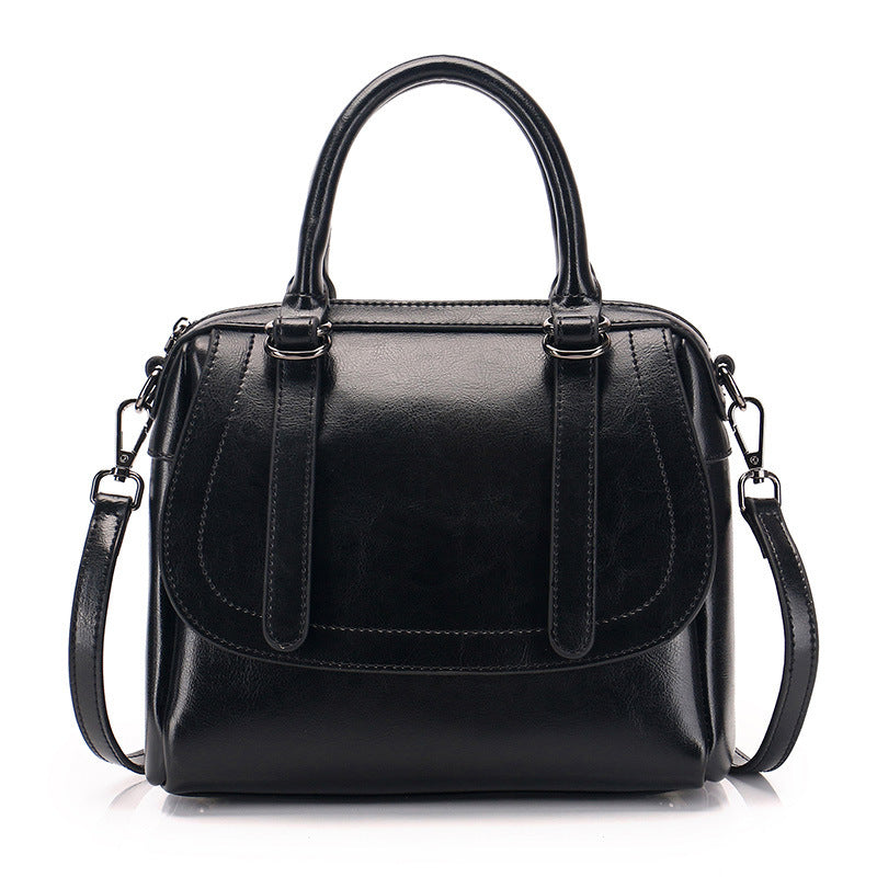 new style oil wax leather portable shoulder bag