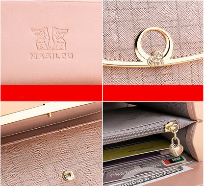 womens wallet leather tri fold wallet long wallet large capacity clutch