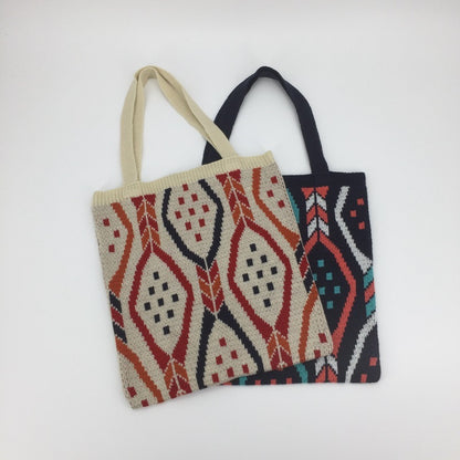 Large-capacity Woven Fabric Check Pattern Handbag