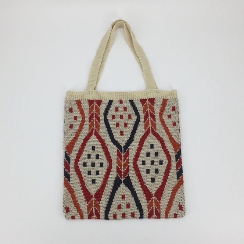 Large-capacity Woven Fabric Check Pattern Handbag