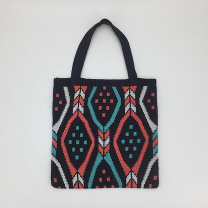 Large-capacity Woven Fabric Check Pattern Handbag