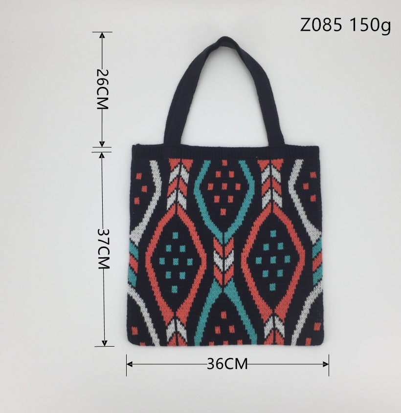 Large-capacity Woven Fabric Check Pattern Handbag