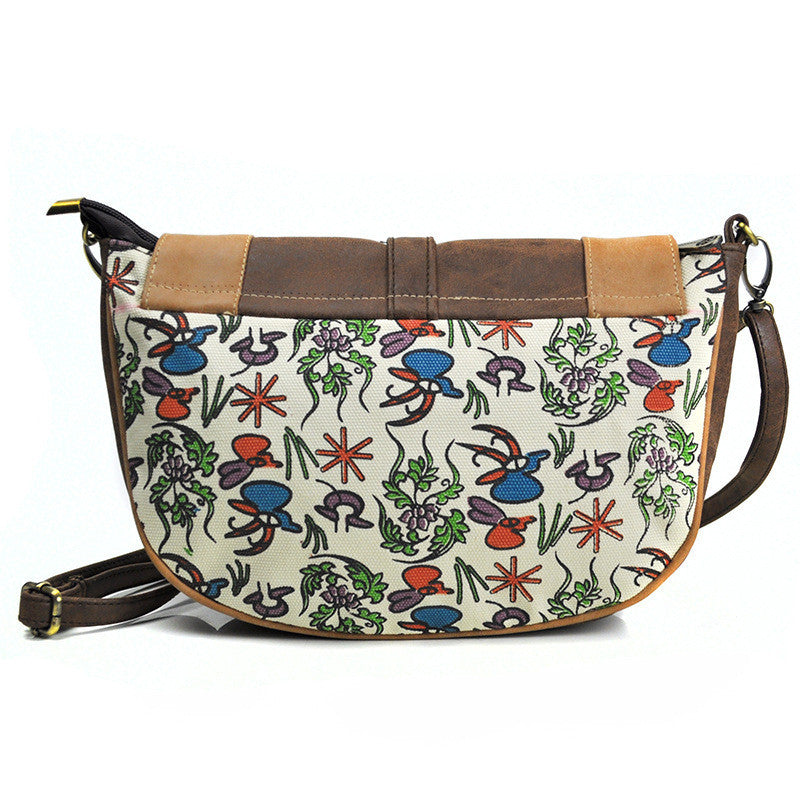 female ethnic style leather messenger dumpling bag