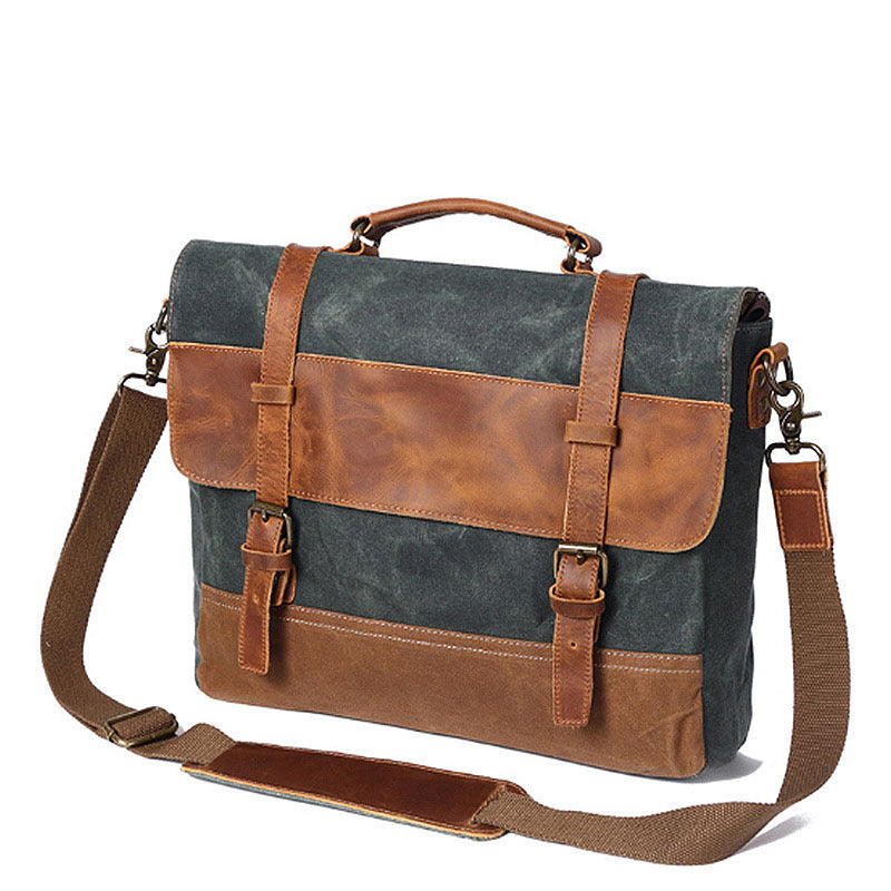 fashion mens canvas shoulder messenger bag briefcase