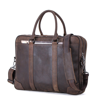 leather mens business briefcase multifunctional