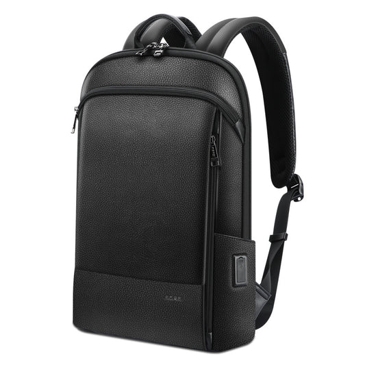 layered leather backpack with usb charging