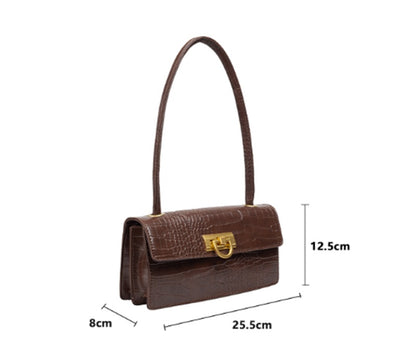 gold buckle crocodile pattern vintage high end one shoulder armpit bag