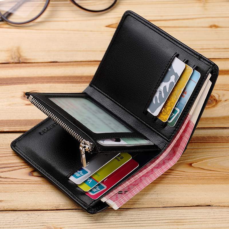 leather mens short wallet