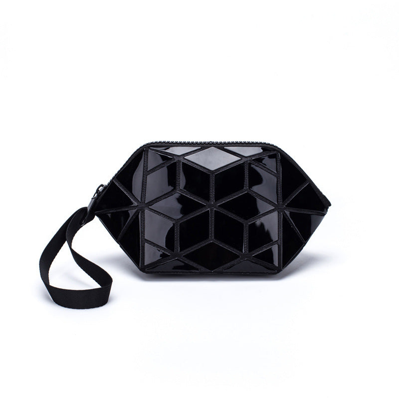 geometri rhombus cosmetic bag shell color changing clutch