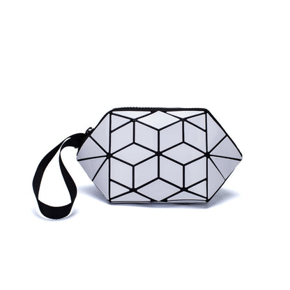 geometri rhombus cosmetic bag shell color changing clutch