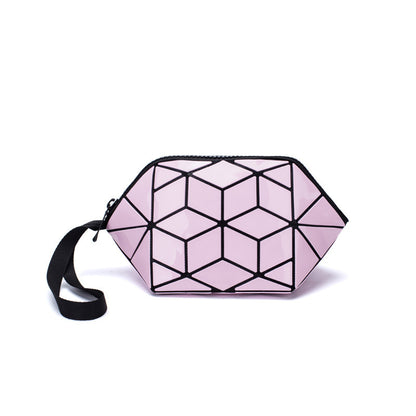 geometri rhombus cosmetic bag shell color changing clutch