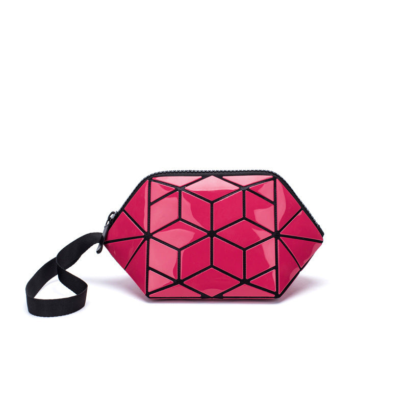 geometri rhombus cosmetic bag shell color changing clutch