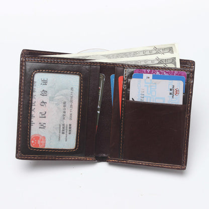 antimagnetic simple leather mens wallet with retro embossed