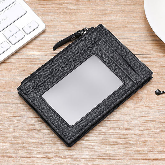 rfid cowhide card holder with zipper coin holder promotion card holder