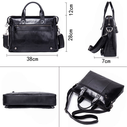 leather mens one shoulder messenger business briefcase
