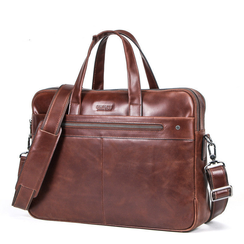 leather mens handbag multifunctional briefcase